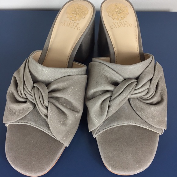 Vince Camuto Shoes - Vince Camuto Sharrey Taupe Suede Bow Sandals